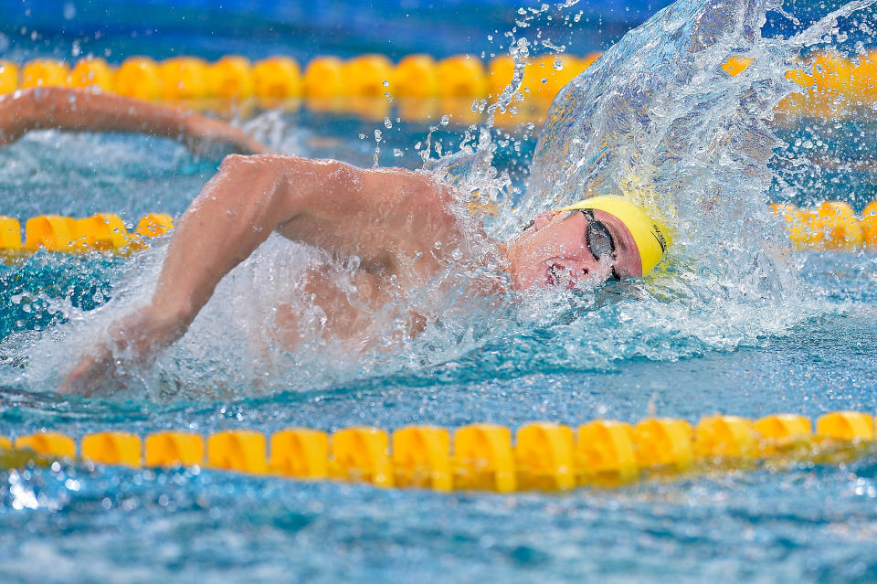 Kurt Herzog of Austria compets in the 200m Men's Freestyle race on day two of the FINA Swimming World Cup 2015 on August 16, 2015 in Chartres, France.  (Photo by Aurelien Meunier/Getty Images)