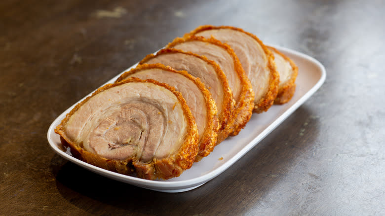 sliced chashu rolled pork