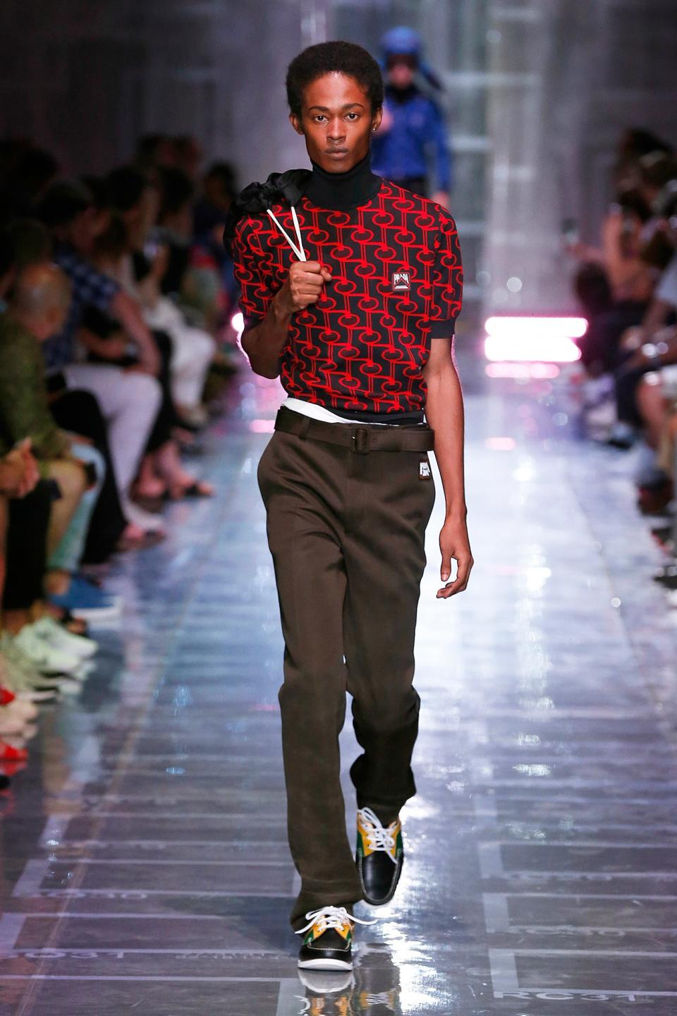 Prada's neo–boat shoes on the Spring-Summer 2019 runway.