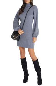 VICI Collection Funnel Neck Ribbed Sweater Dress