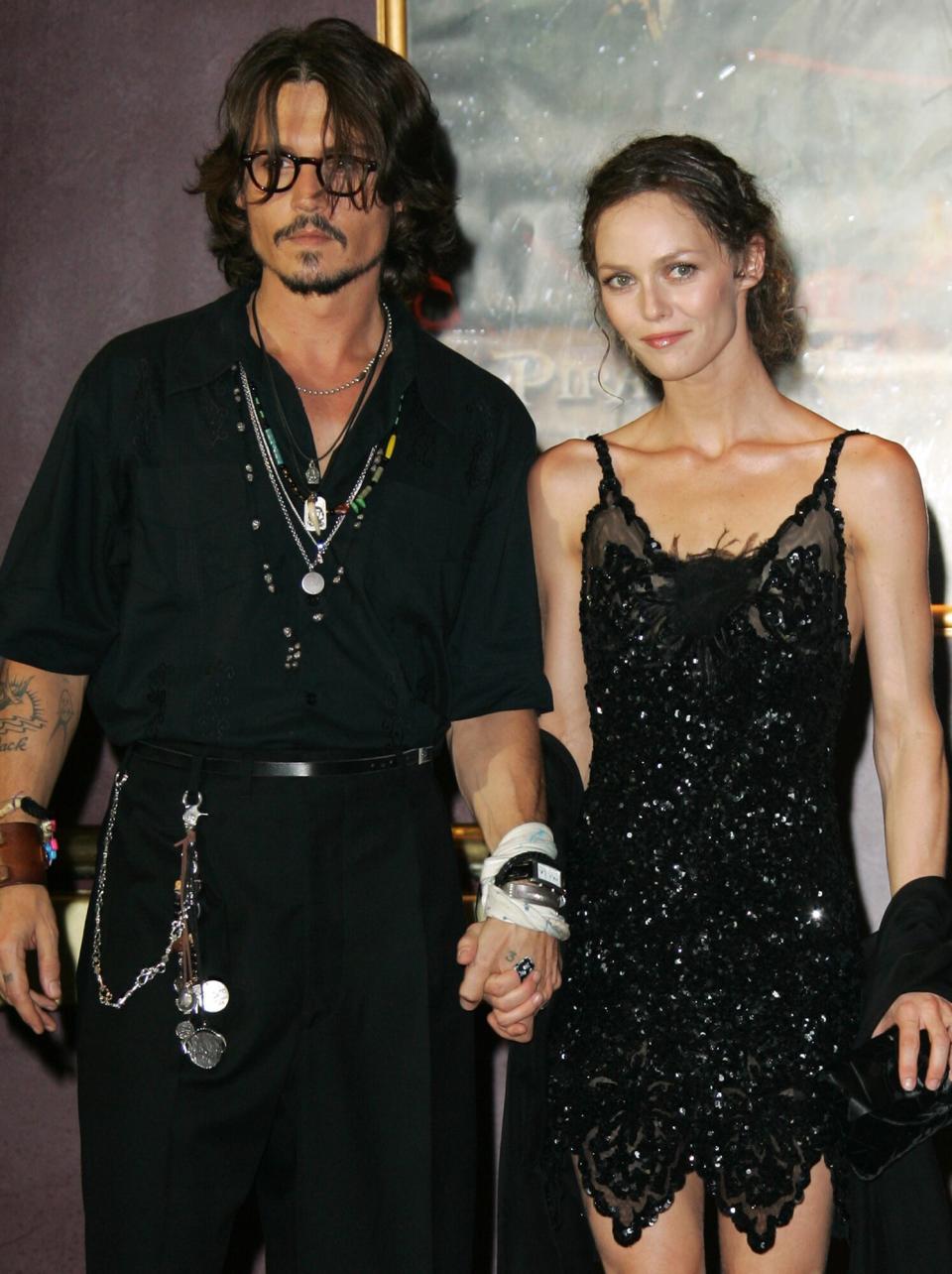 Johnny Depp and Vanessa Paradis at the Gaumont Marignan Theater in Paris, France