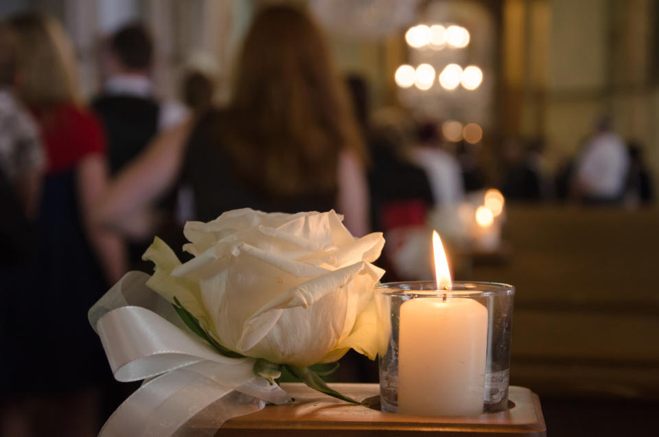 A candle at a funeral