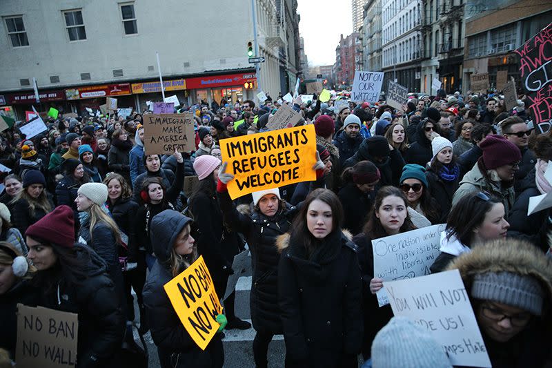 Anti-Trump protesters rally for Muslim and immigrant rights