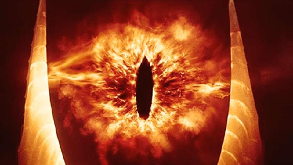 Sauron's fiery eye as seen in The Lord of the Rings film trilogy by Peter Jackson.