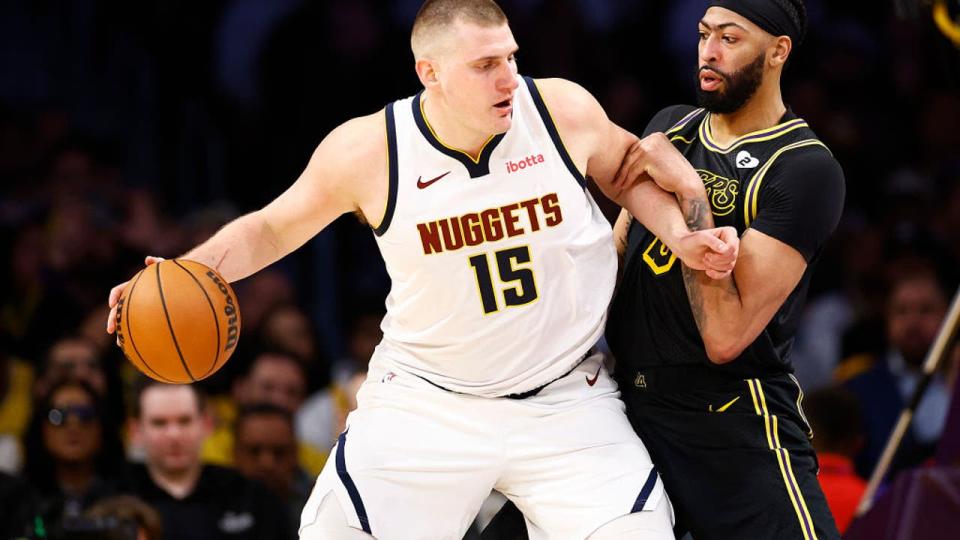 <div>Nikola Jokic #15 of the Denver Nuggets and Anthony Davis #3 of the Los Angeles Lakers. (Photo by Ronald Martinez/Getty Images)</div> <strong>(Getty Images)</strong>