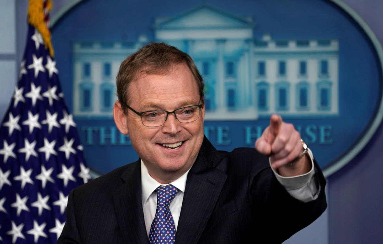 Kevin Hassett,&nbsp;chairman of the White House Council of Economic Advisers, isn't vouching for the president's tweets. (Photo: Kevin Lamarque/Reuters)
