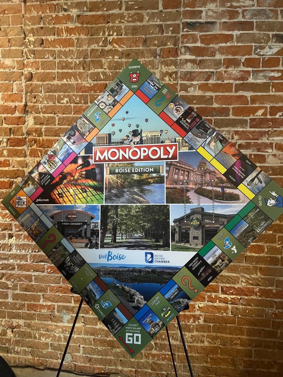 The full MONOPOLY: Boise Edition board features 30 local icons.
