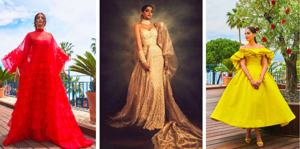 A regular at the red carpet of the prestigious Cannes Film Festival, the Veere di Wedding actor made heads turn with her oomph and style, especially in that Maharani chic outfit.