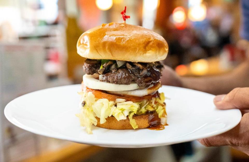 The Teriyaki Mushroom Burger at Pancake Circus.