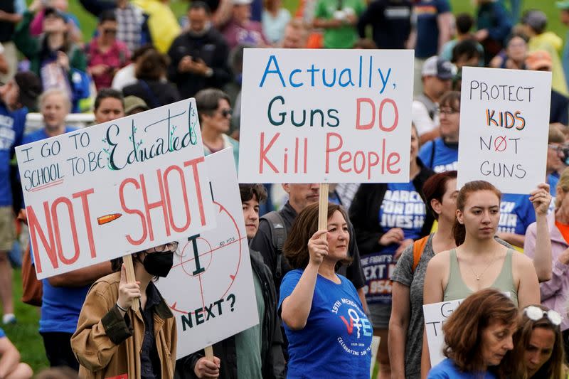 FILE PHOTO: People participate in the 'March for Our Lives' rally against gun violence