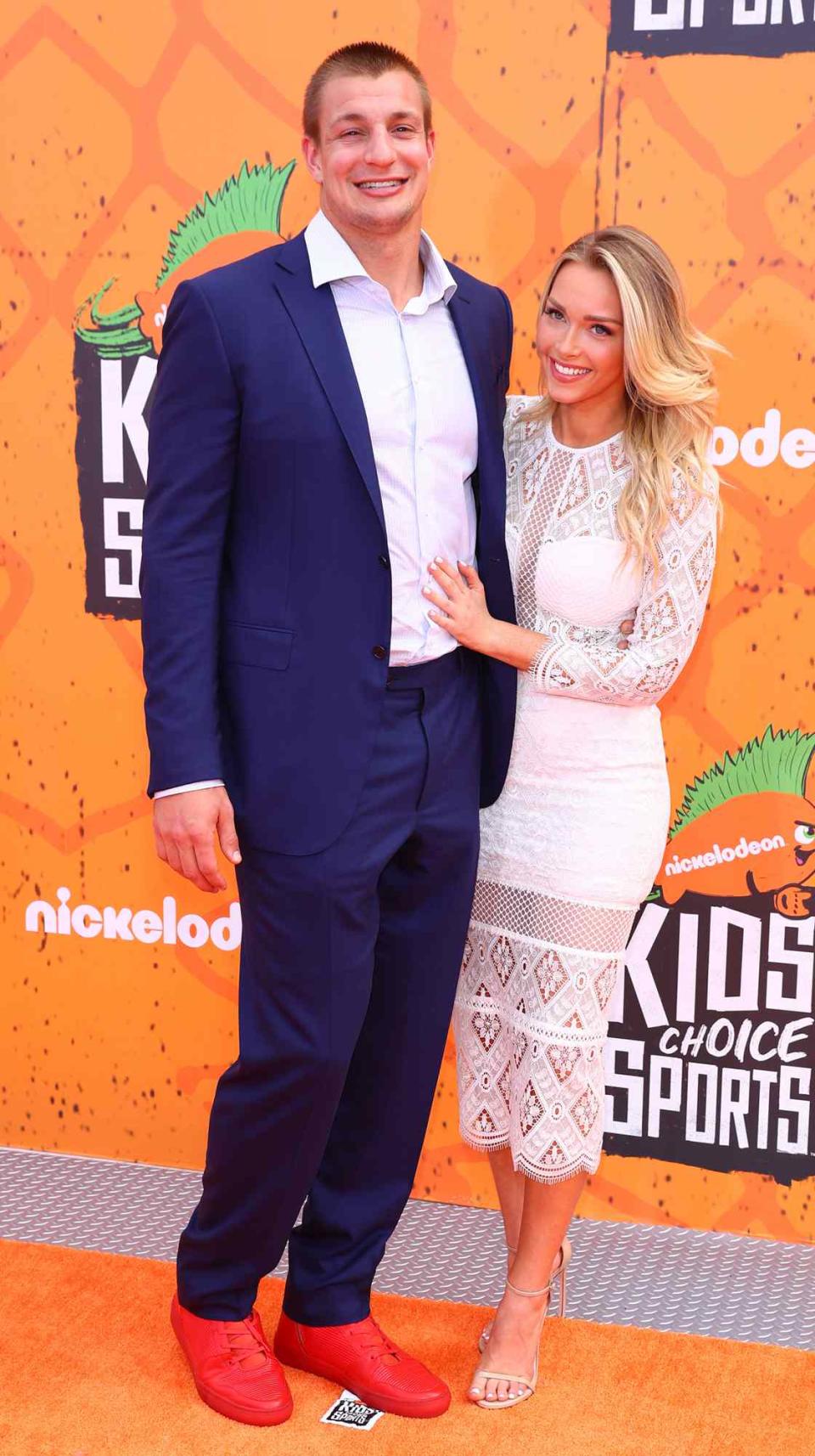 Rob Gronkowski and girlfriend Camille Kostek attend the Nickelodeon Kids' Choice Sports Awards at UCLA's Pauley Pavilion on July 14, 2016 in Westwood, California