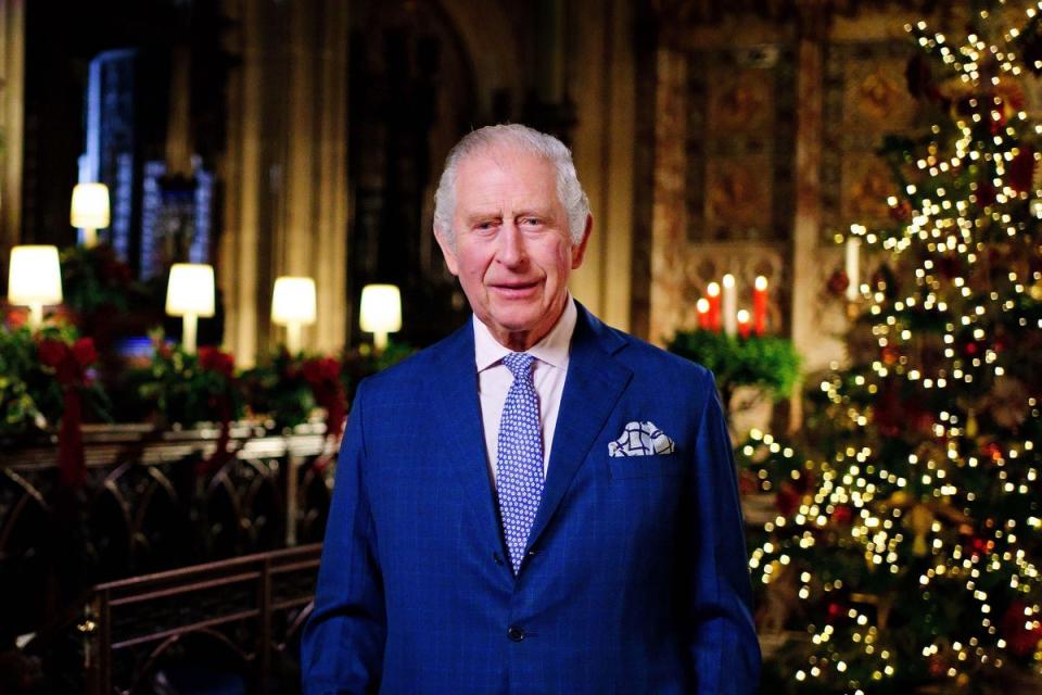 Charles records his first Christmas broadcast in the Quire of St George’s Chapel in Windsor Castle