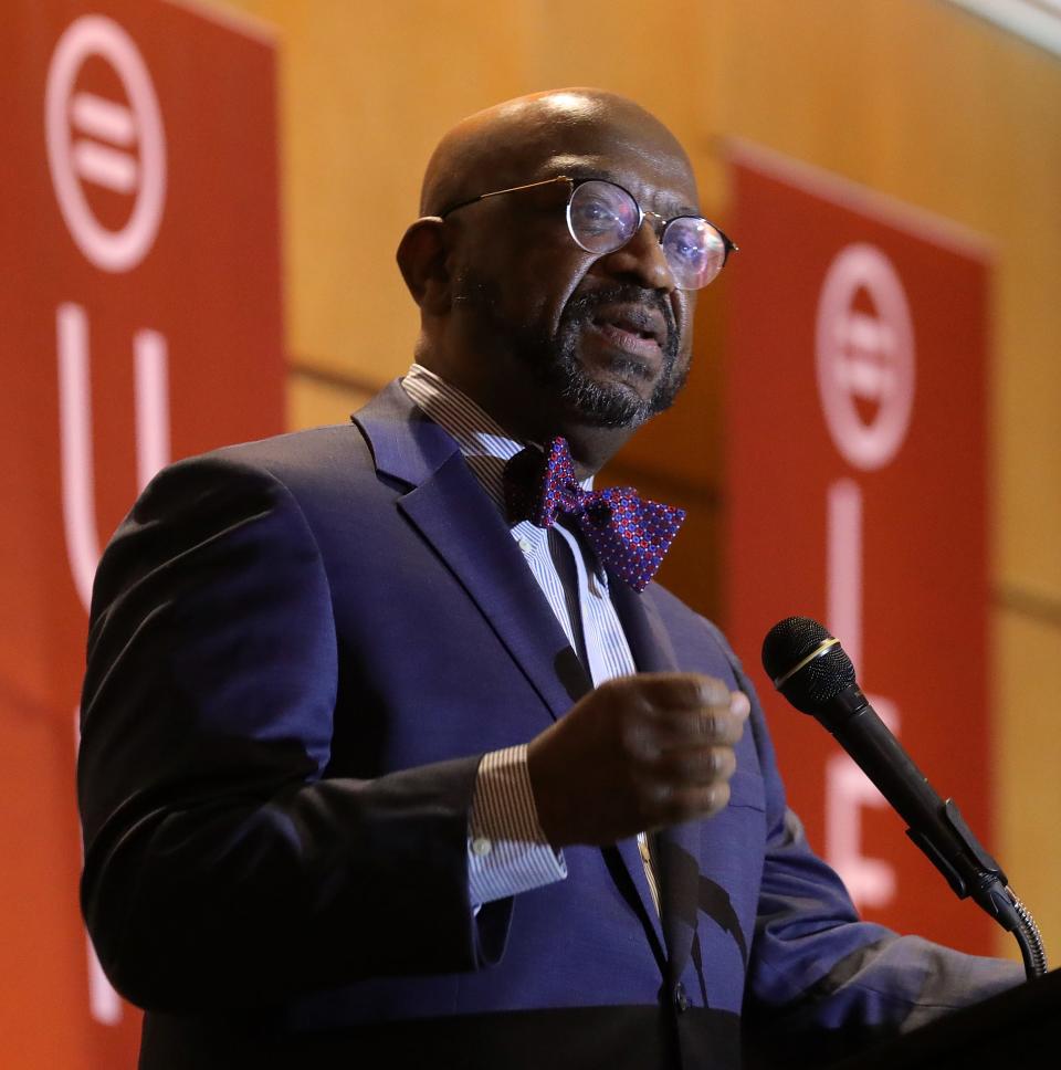 Dr. Michael Forbes, chief academic officer for Akron Children's Hospital, delivers the keynotes speech Monday at the Akron Urban League’s annual Martin Luther King Jr. Breakfast.