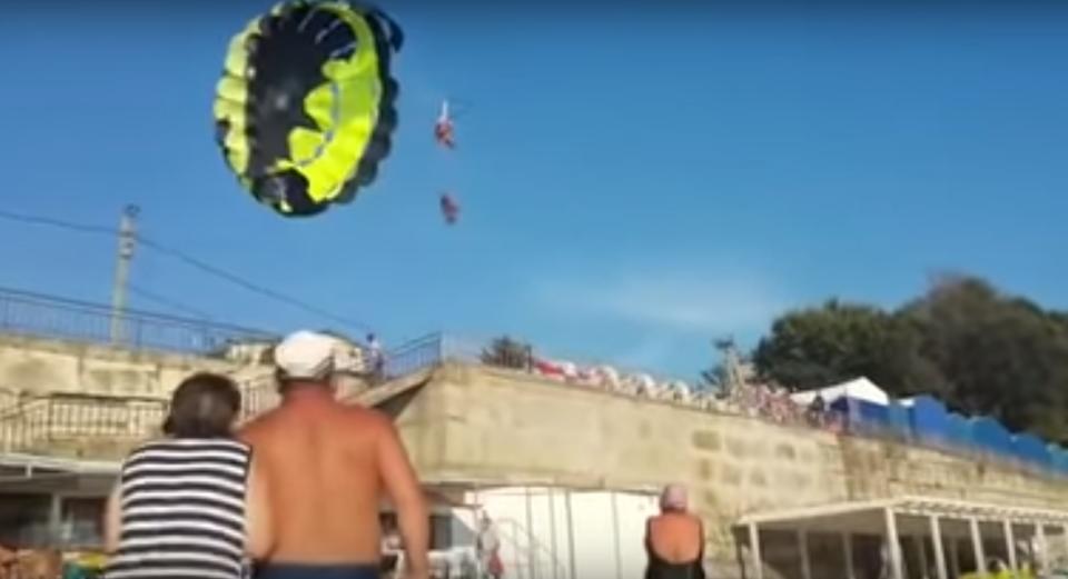 Onlookers filmed the parascending tragedy at the beach in Russia. Source: East2West