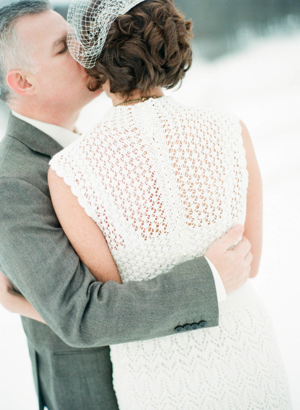 "This was my second marriage. My first husband died, and I knit heavy sweaters throughout his illness. I felt it was fitting for me to knit something light and beautiful for a joyous occasion. It brought a sort of healing for me,"&nbsp;bride&nbsp;Emily Wharton told HuffPost. "My husband calls my dress my 'magnum opus.' It truly was the most difficult thing I have ever knit, and I was very careful to ensure that there were absolutely no mistakes in it, which meant I did a lot of ripping out and re-knitting."