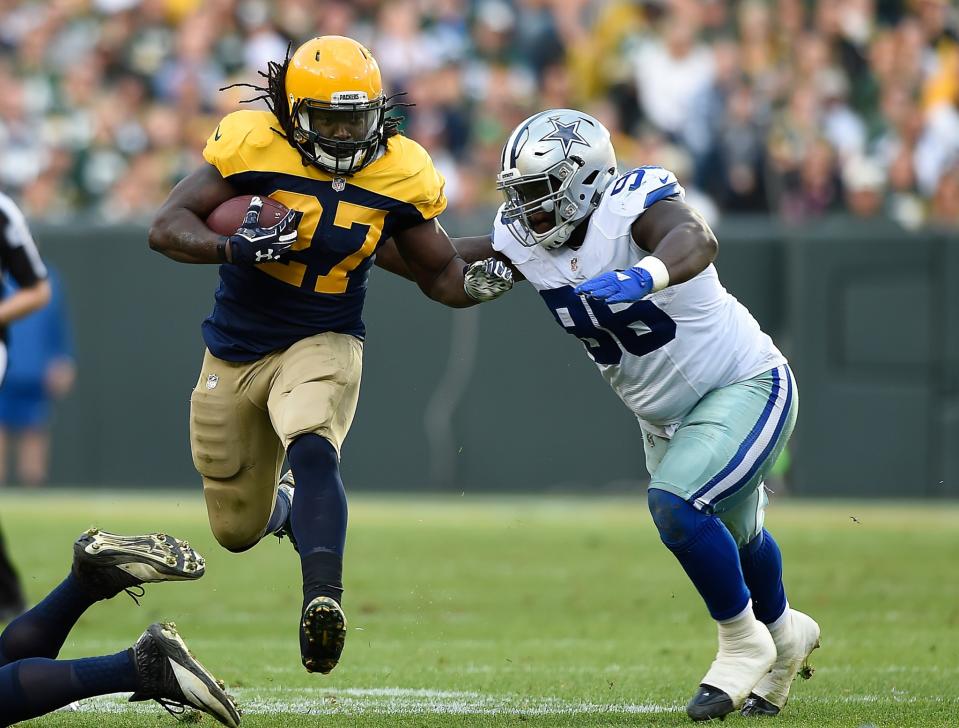 Green Bay Packers running back Eddie Lacy (27) needs surgery on his ankle and could be done for the season. (Getty Images)