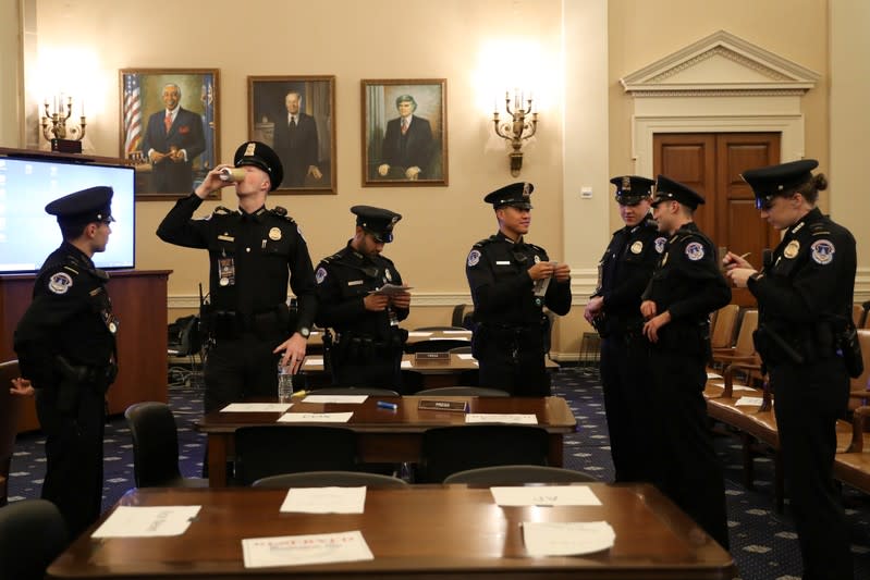 U.S. Capitol Police prepare for testimonies as part of the impeachment inquiry into U.S. President Donald Trump in Washington