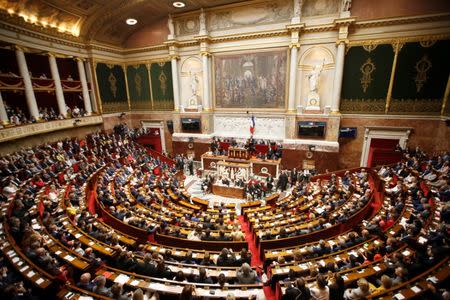 A general view shows the hemicycle of the French National Assembly during its opening session in Paris, France, June 27, 2017. REUTERS/Charles Platiau