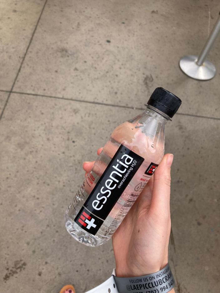 The &quot;no liquids&quot; rule at Las Vegas dayclubs includes water bottles like this one, which was not allowed into Wet Republic Ultra Pool on April 3, 2022.