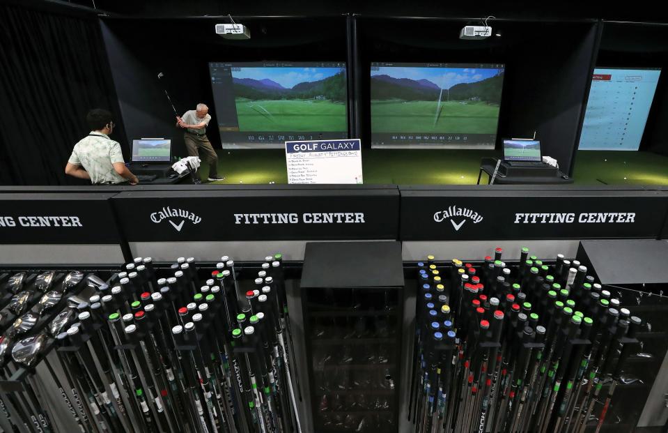 Customers can schedule sessions on the Trackman golf simulator at the relocated Golf Galaxy in Montrose, The store has three simulator bays and one private bay dedicated to 30-minute golf lessons with a PGA professional.
