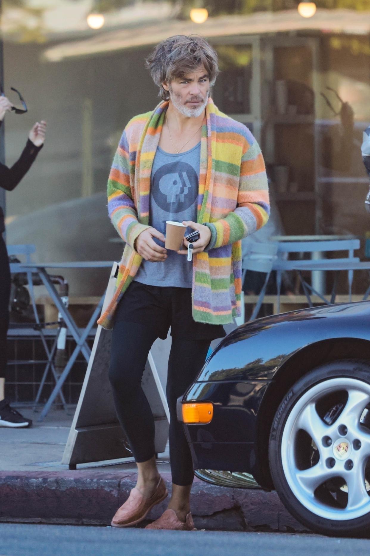 Pine showed off a psychedelic look while walking around Los Angeles last month. (Backgrid) 