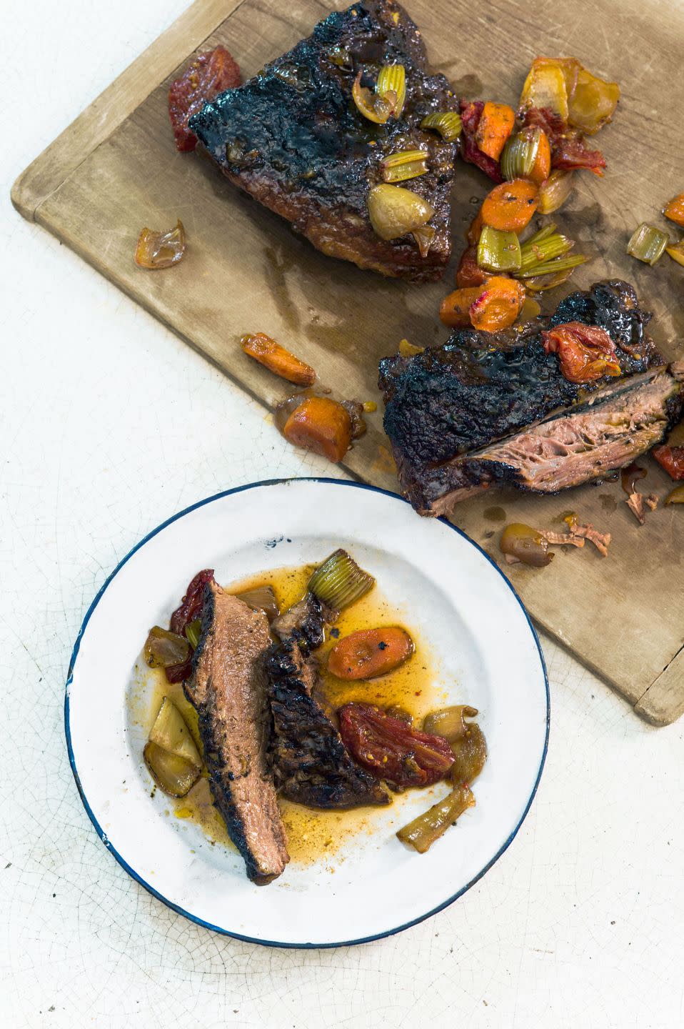 braised brisket with bourbonpeach glaze