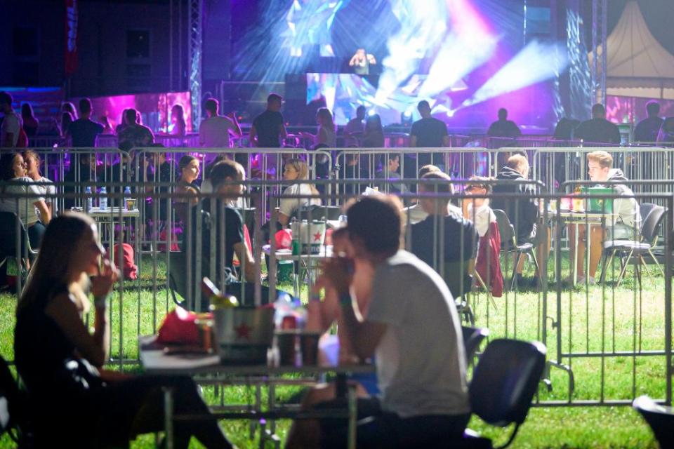 Festival goers seen divided in their sectors during the Smile Nation music festival in Ljubljana, Slovenia last weekend. Source: Getty