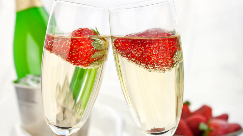 two strawberries in Champagne 