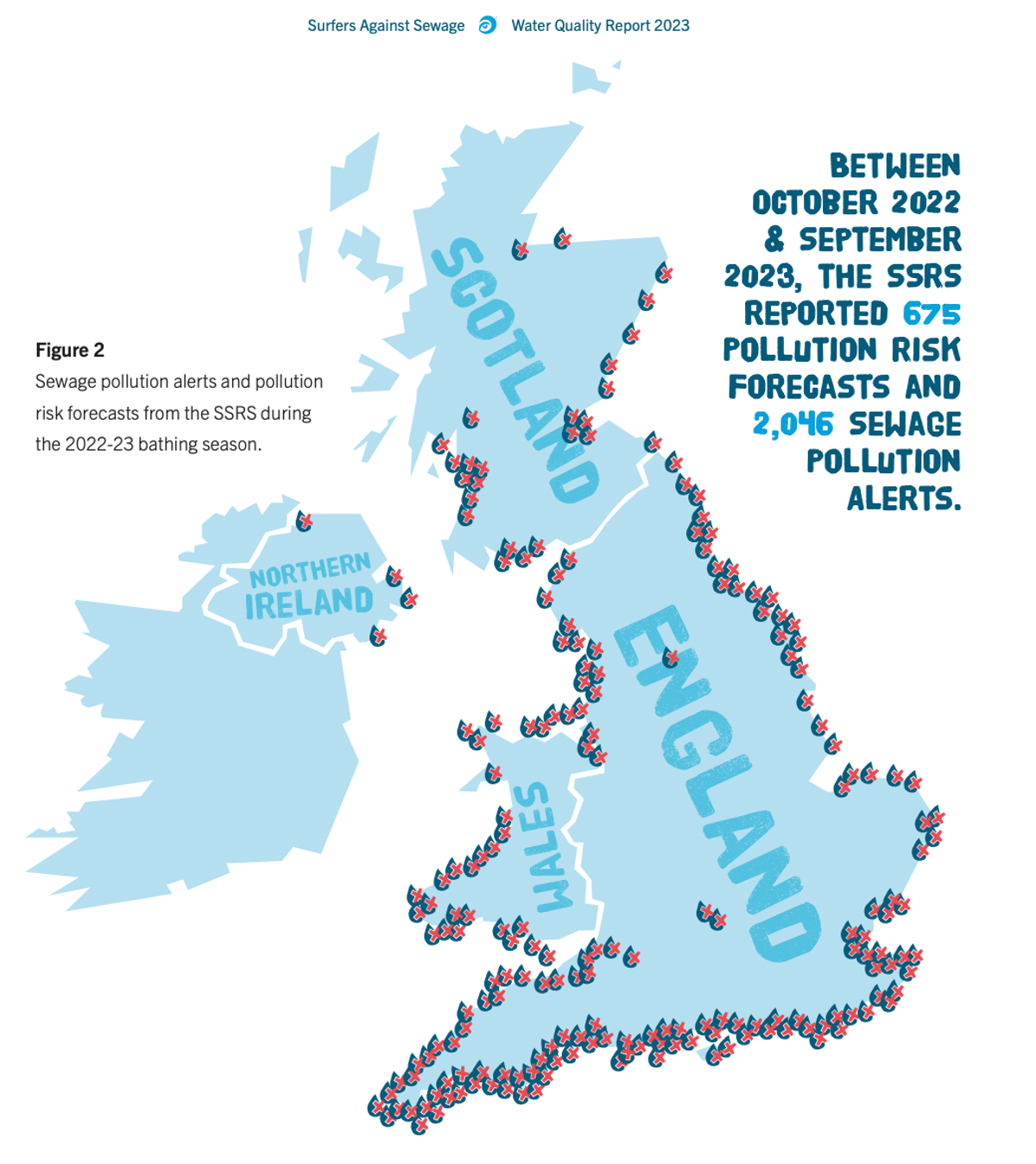 The SAS map shows the sheer scale of sewage dumping across rivers and coastlines in the UK (Surfers Against Sewage)