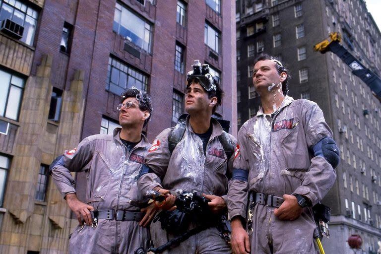 Harold Ramis, Dan Aykroyd y Bill Murray, los originales cazafantasmas, tras una de sus misiones, en Nueva York