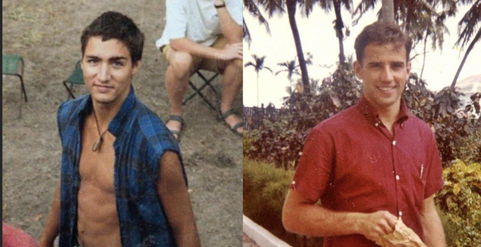 Image of young Justin Trudeau, young Joe Biden