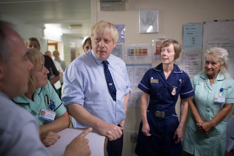 Boris Johnson visits The Princess Alexandra hospital in Harlow to make an announcement on new patient scanning equipment