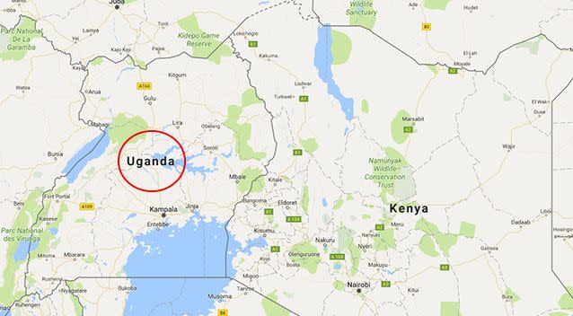 The eight-year-old died in Uganda. Source: Google Maps