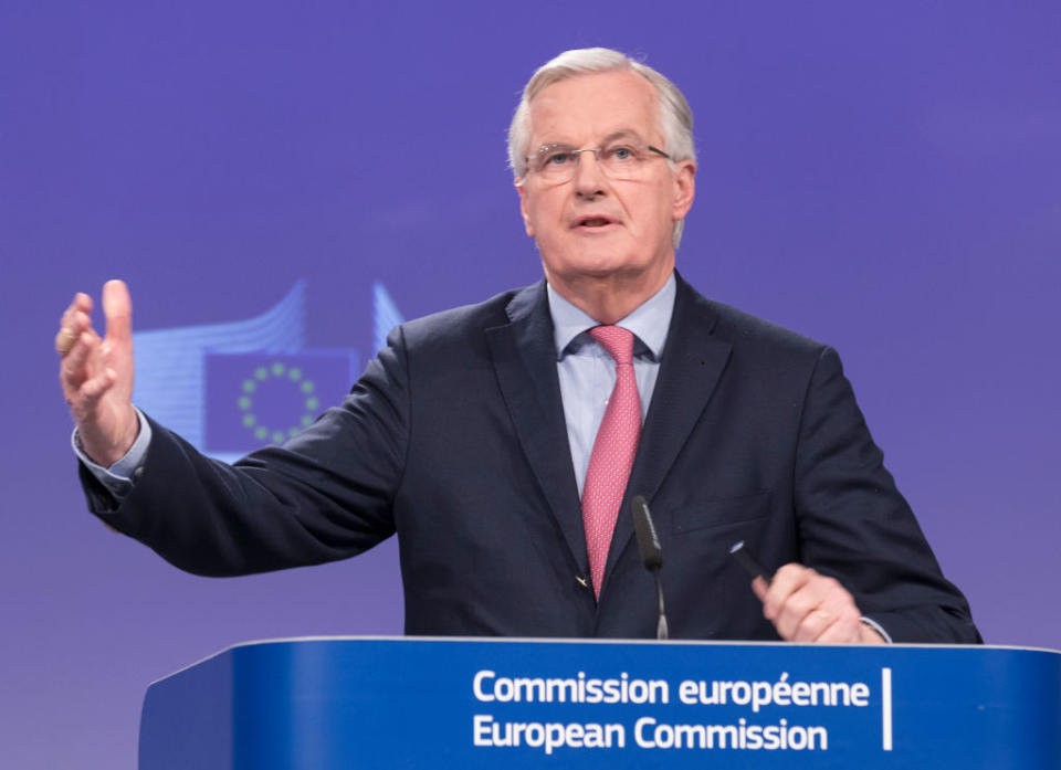 European Chief Negotiator for the United Kingdom Exiting the European Union Michel Barnier gives a press briefing. (Getty)