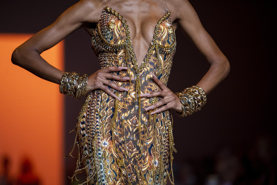 Models walk the runway at The Blonds fashion show at Spring Place on Wednesday, Sept. 14, 2022, in New York. (AP Photo/Brittainy Newman)