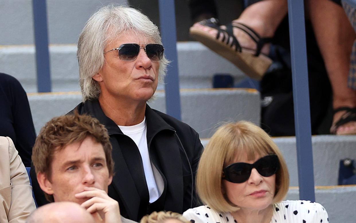 Bon Jovi pictured with Eddie Redmayne and Anna Wintour at the US Open on Sunday