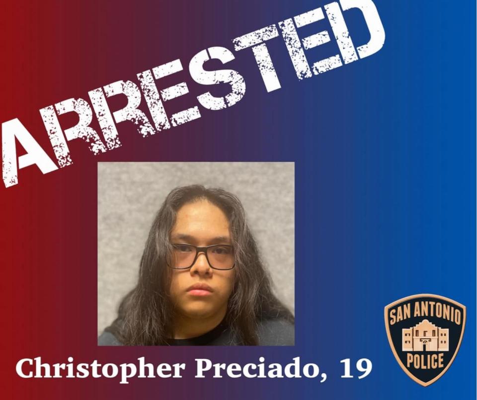 PHOTO: Christopher Preciado, 19, is seen in a photo released by the San Antonio Police Department on Jan. 3, 2024. (San Antonio Police Department)