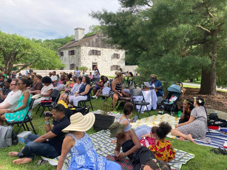 Visitors gathered at New York's Philipsburg Manor on Saturday, May 25, 2024, to celebrate the historic holiday, Pinkster, which was the one day off each year where enslaved Africans could celebrate their traditions and commune with loved ones.