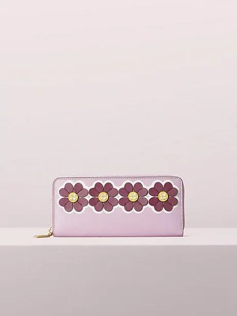 Sylvia Graphic Clover Appliqué Slim Continental Wallet