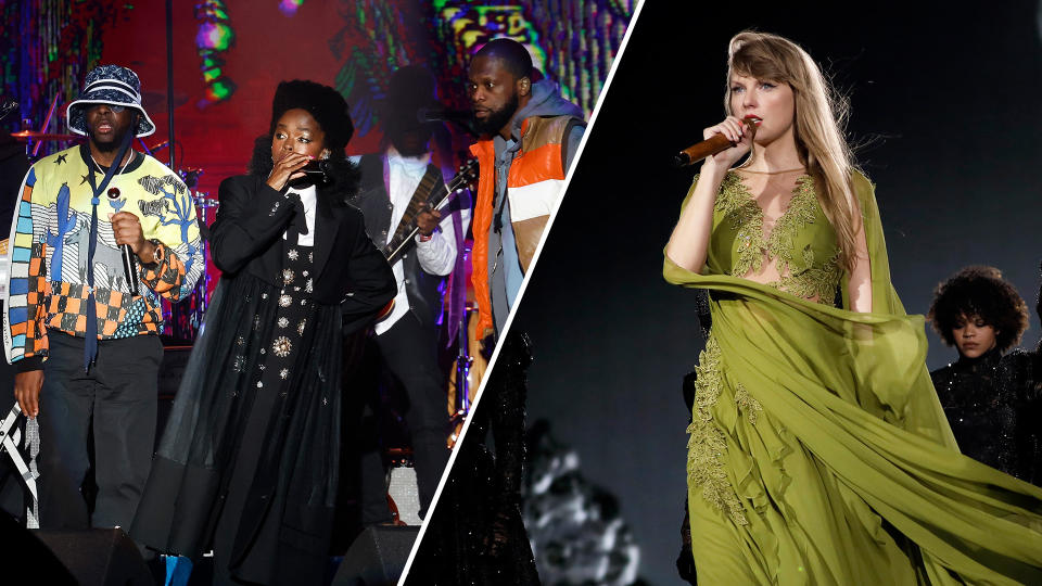 Fugees had a rare reunion and Taylor Swift spoke out for Pride Month this weekend.  (Photo: Getty Images)