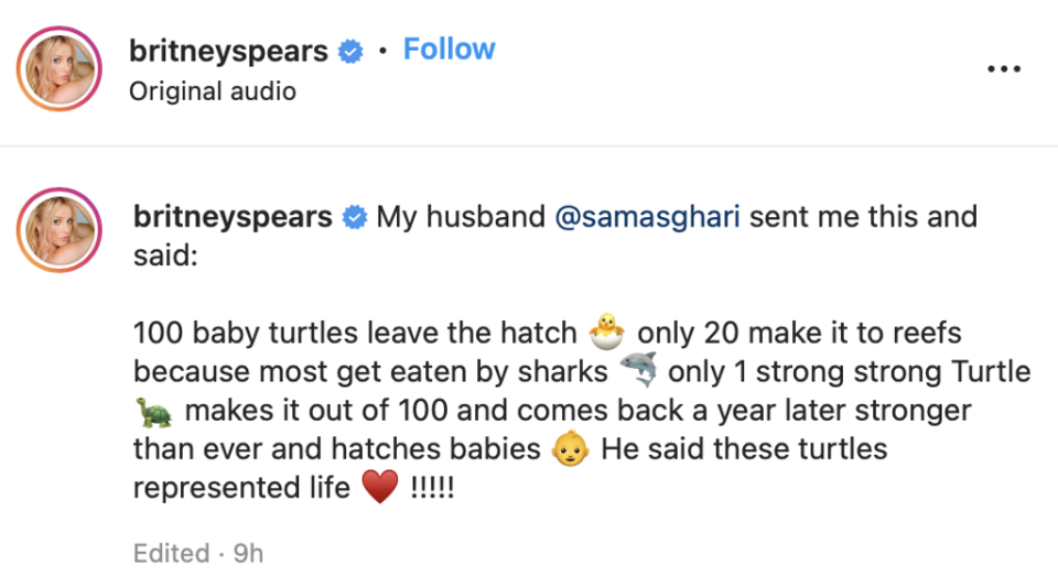 Britney Spears refers to Sam Asghari as ‘husband’ on Instagram (Instafgram)