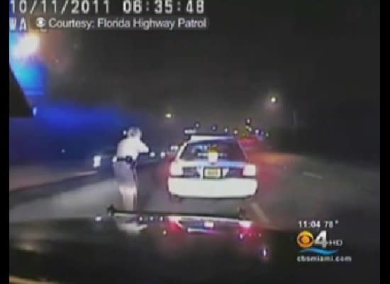 In October 2011, Miami cop Fausto Lopez allegedly got into a high-speed car chase with other officers after driving on a highway at 120 mph. Lopez reportedly had a need for speed because he was late to his off-duty job working security at a school. <a href="http://www.huffingtonpost.com/2011/10/30/fausto-lopez-police-officer-late-for-work_n_1065888.html#slide=844224" target="_hplink">Read more.</a>