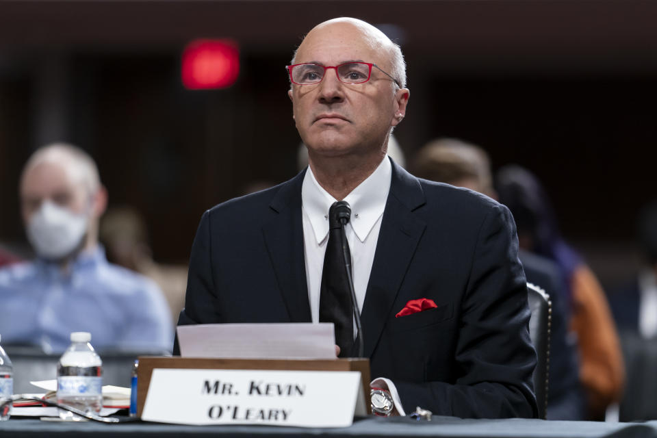 Investor and star of "Shark Tank" Kevin O'Leary, testifies before the Senate Banking Committee about cryptocurrency and the collapse of FTX, at the Capitol in Washington, Wednesday, Dec. 14, 2022. (AP Photo/J. Scott Applewhite)