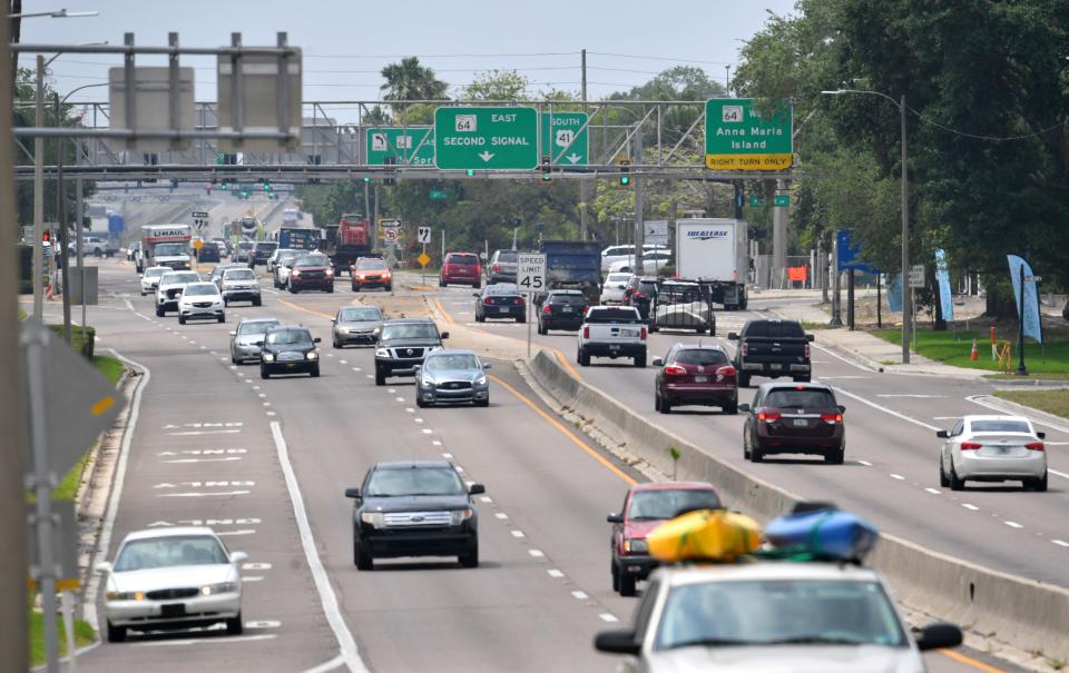 Traffic on U.S. 41 in 2020, looking south toward the intersection with Manatee Avenue in Bradenton.