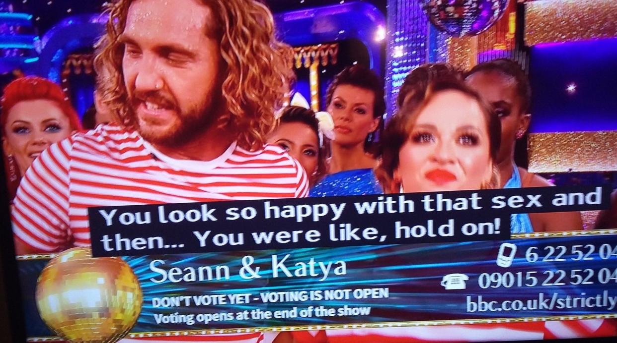 Subtitle flub on Strictly (Credit: BBC/Twitter)ty