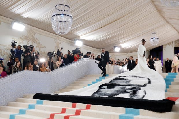 Jeremy Pope wearing Balmain at the 2023 Met Gala, styled by Ugo Mozie.<p>Photo: Taylor Hill/Getty Images</p>