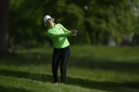 Madelene Sagstrom, of Sweden, hits out of the rough on the second hole during the first round of the LPGA Cognizant Founders Cup golf tournament, Thursday, May 9, 2024, in Clifton, N.J. (AP Photo/Seth Wenig)