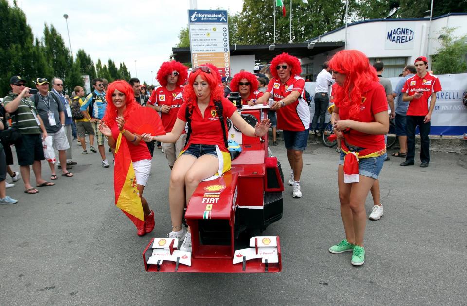 Fans around Monza before the 2013 Italian Grand Prix at the Autodromo di Monza in Monza, Italy.