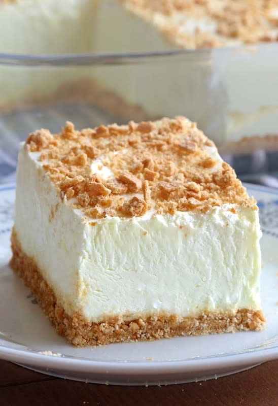 <p>Sugar Apron</p><p>No Bake Woolworth Cheesecake is a classic, light, and lemony dessert and will be the perfect addition to your Easter or Mother’s Day menu!</p><p><strong>Get the recipe: </strong><a href="https://sugarapron.com/2019/02/12/no-bake-classic-woolworth-cheesecake/" rel="nofollow noopener" target="_blank" data-ylk="slk:Easy No-Bake Classic Woolworth Cheesecake Recipe;elm:context_link;itc:0;sec:content-canvas" class="link "><strong>Easy No-Bake Classic Woolworth Cheesecake Recipe</strong></a></p>