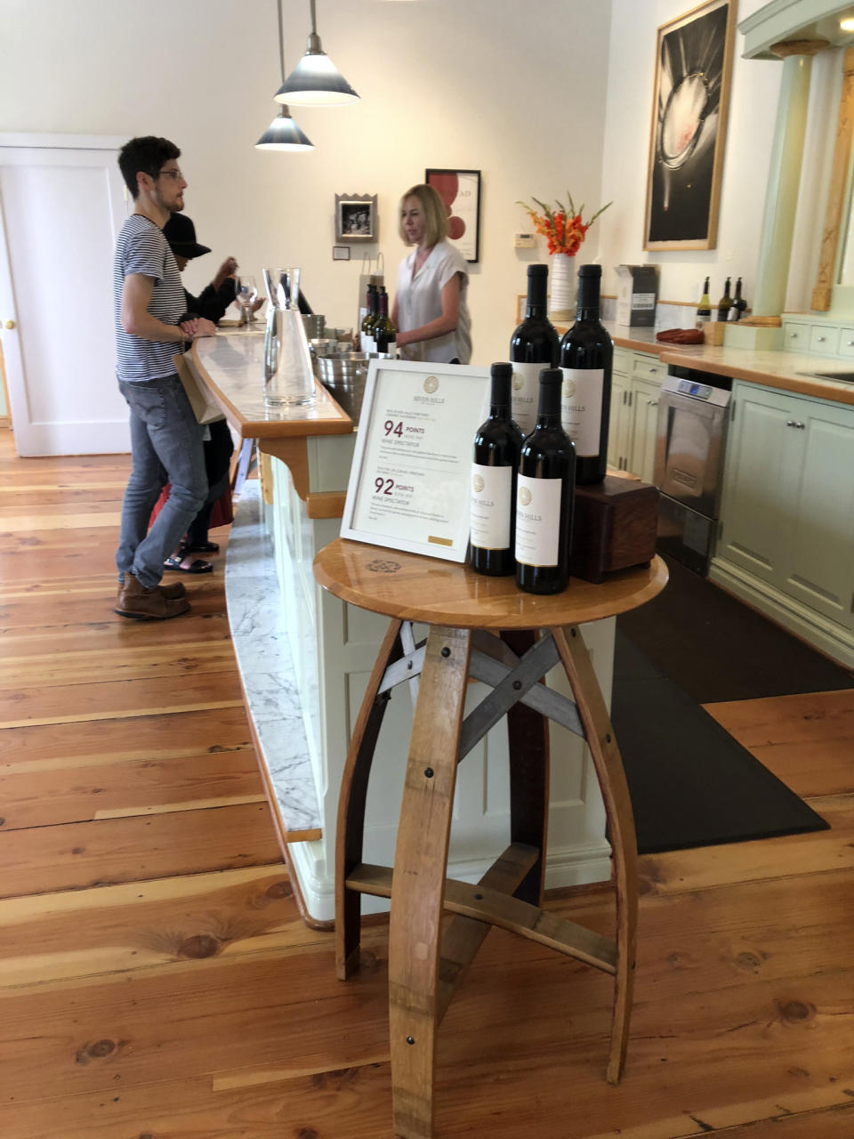 This Aug. 11, 2019 photo shows the rose menu at the SMAK Wines tasting room near the Walla Walla, Washington, airport. Southeastern Washington has been producing high-quality wines for decades. But in the past five years, the wineries of the Walla Walla Valley have drawn international accolades for the reds produced from the unique soil just across the border in Oregon. (AP Photo/Sally Carpenter Hale)